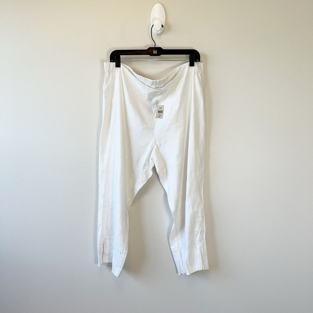 J. Jill Linen Stretch Waist Pants White Pull-On Slim Leg Size Petite XL NWT’s